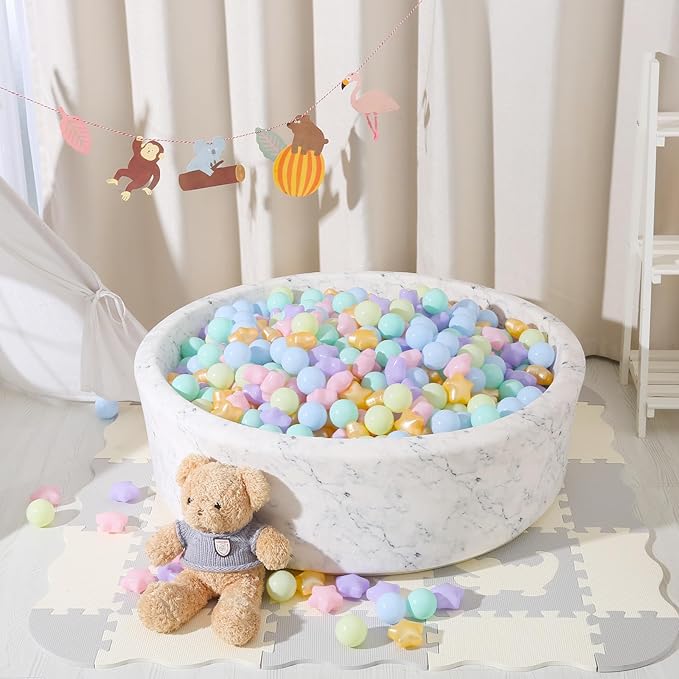 Star Ball Pit Balls for Toddlers -200pcs Macaron Ocean Balls Phthalate Free BPA Free Non-Toxic Crush Proof Play Balls Play Tent Pool Playhouse Playpen Party Indoor Outdoor