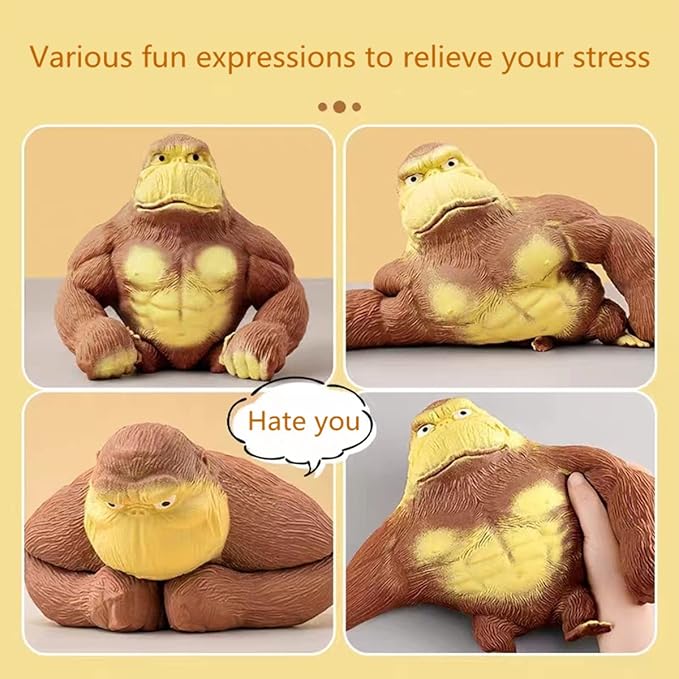 Stretchy Glue-Sand Filled Rubber Gorilla, Latex Gorilla Soft Decompression Doll Toy,Squishy Monkey Toy, Animal High-Elastic Stretchable, Decompression Toy for Adults and Children (Gorilla-L)