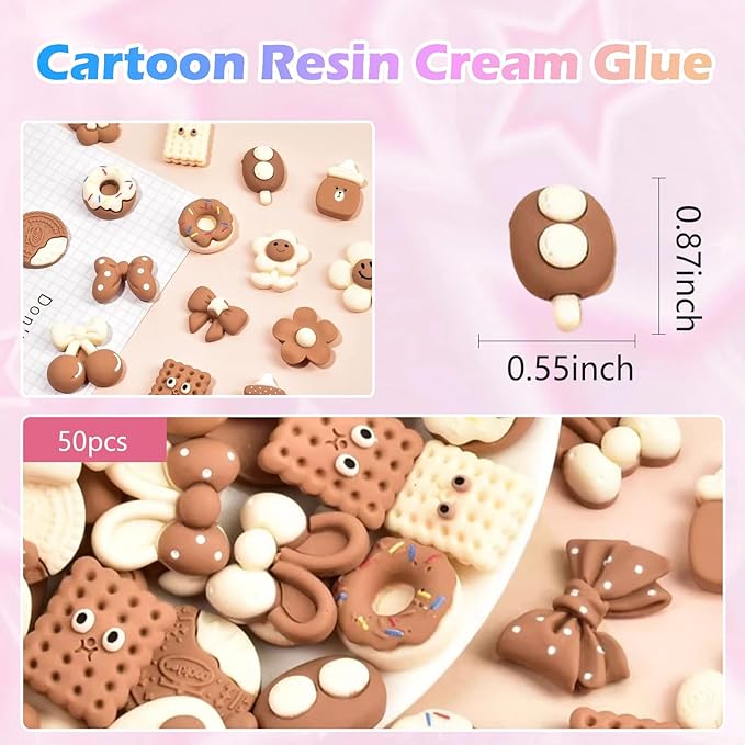 50PCS Coffee Brown Food Resin Blind Bags: Mini Cute Charms for Crafts, DIY Phone Case Decorations, Scrapbooking & Resin Miniatures
