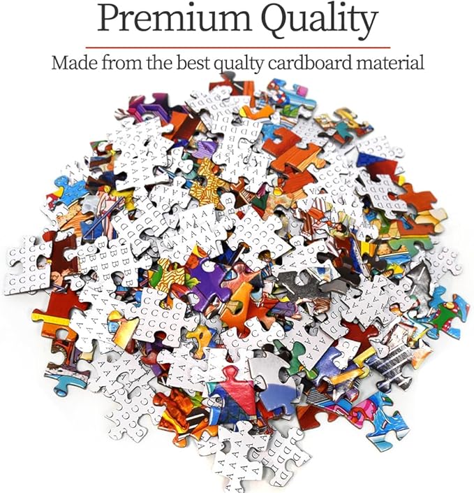 HUADADA Jigsaw Puzzles for Adults 1000 Piece Jigsaw Puzzles for Adults Challenging Game Puzzles with Letters on Back(Little People's World Party)