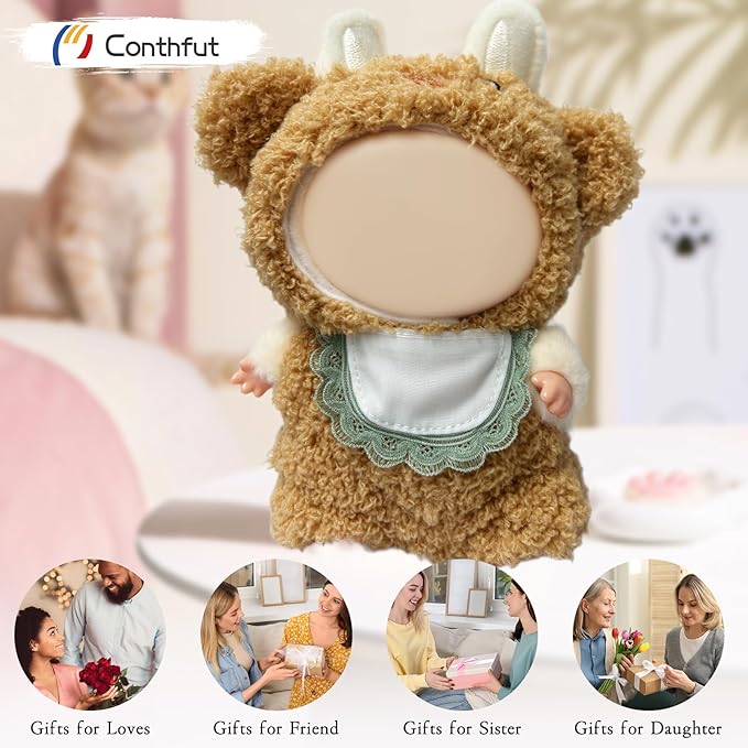 17cm Doll Clothes, Clothes for Dolls Outfit, Accessories for Dolls Clothes, Cute Clothes Set for Doll,No Doll Included(Khaki)