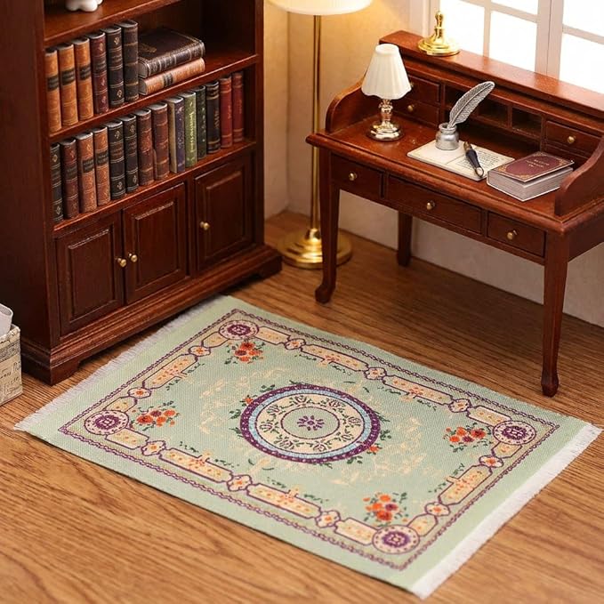 LUOZZY 6Pcs Miniature Carpet Miniature Dollhouse Accessories Dollhouse Rugs Vintage Style Flooring Mini Furniture Decoration Doll House Supply