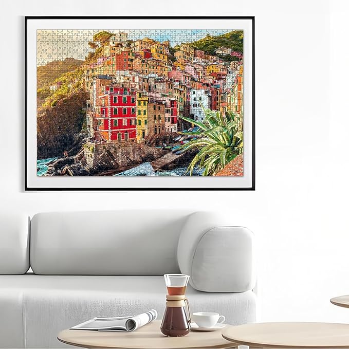 1000 Piece Jigsaw Puzzles for Adults Teens Kids - Fine Art Challenging, Cinque Terre 1000Pcs Puzzle, Family Game Gift, Size 27"x20"