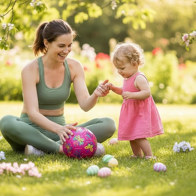 Richball Size 3 Soccer Ball Girls, Pink Kids Soccer Ball, Outdoor Activity for Toddlers Age 1-3 3-6, Christmas Birthday Present for Boys Pink Butterfly
