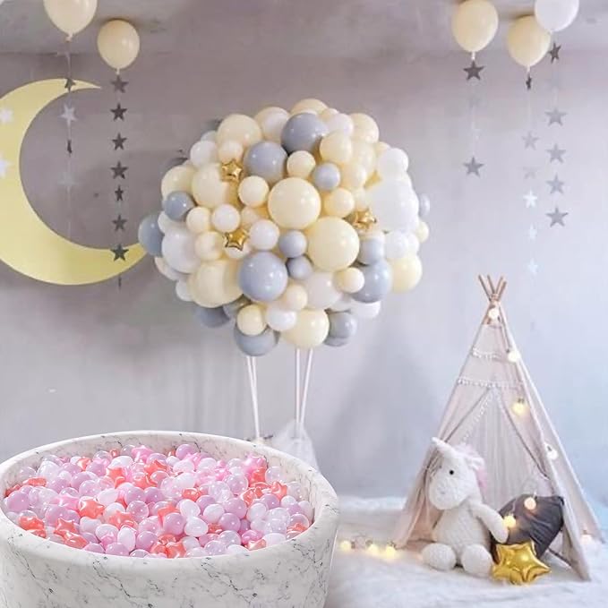 Star Ball Pit Balls for Toddlers- 100 Pcs Crush Proof Plastic Toy Balls for Toddler Ball Pool, Ballpit Play Tent, Baby Pool Water Toys, Christmas Party Decoration, Photo Props