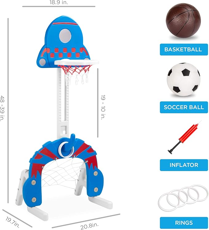 Best Choice Products 3-in-1 Toddler Basketball Hoop Sports Activity Center