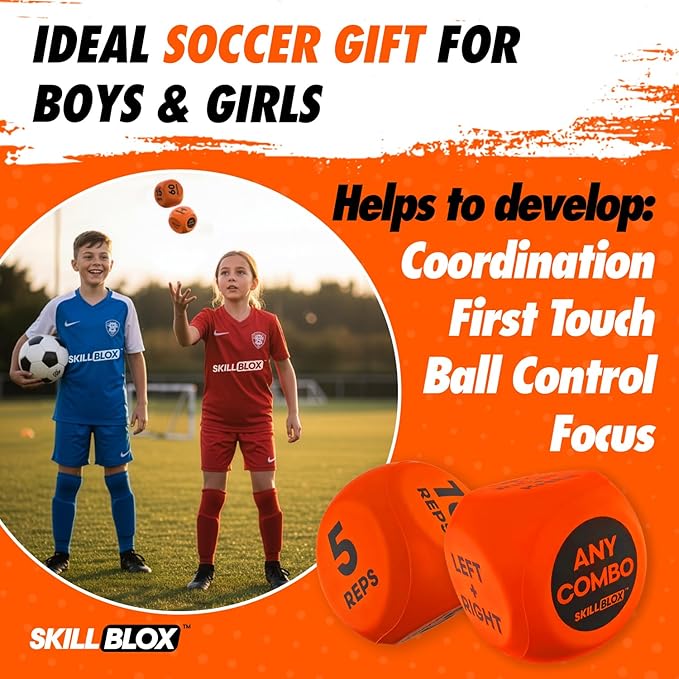 Soccer Gift for Boys – Kick Up Training Dice Game (2 Pack) – Fun Soccer Skill Training Game for Kids, Boys & Girls 8–12