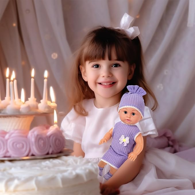7 Set Baby Doll Clothes,14-18 inch Reborn Doll Clothes Accessories Dress with Hats Socks Outfits Fits for 43cm New Born/15 inch Bitty/16 Inch Baby Dolls