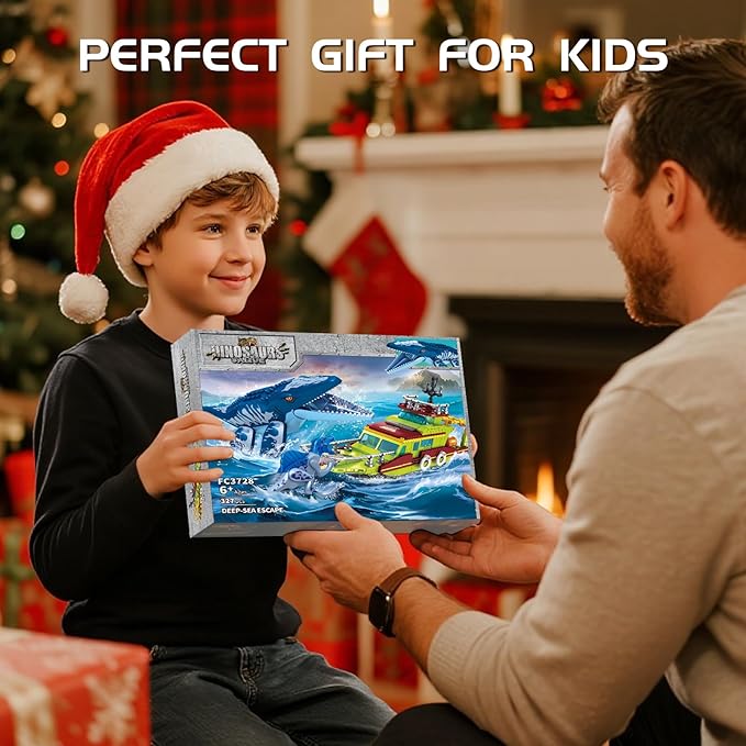 3 in 1 Sea Dinosaur Building Blocks Kit Set, Compatible with Lego Dinosaur World Park Spinosaurus Mosasaurus Discovery Crossing Ocean World Building Set, Boat STEM Toys Gift Kids Adults Boys Age 8-12