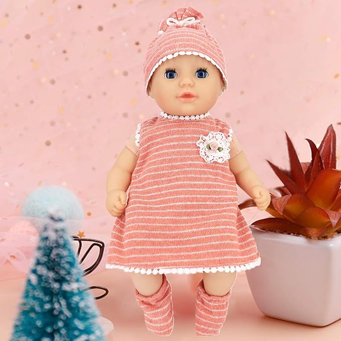 DC-BEAUTIFUL 6 Set Clothes Gift for Infant, Girl Baby, 14 Inch -18 Inch Includes Doll Outfits Dress Hat Socks, Total 14 Pcs Onesies Clothes Pajamas Costumes