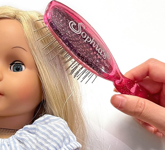 Sophia's 18" Glittery Hot Pink Doll Hairbrush, Ideal for Wig-Like Hair