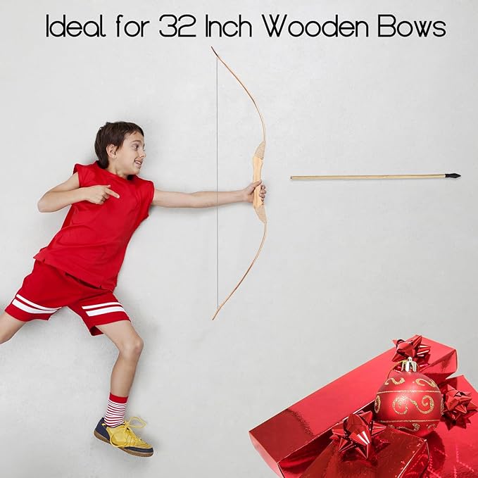 10 Pcs Wooden Arrows Soft Rubber Tips, 17 Inch Handmade Wooden Toy Arrow for Kids and Beginners, Archery Bows Outdoor Play Cosplay Costume Decoration