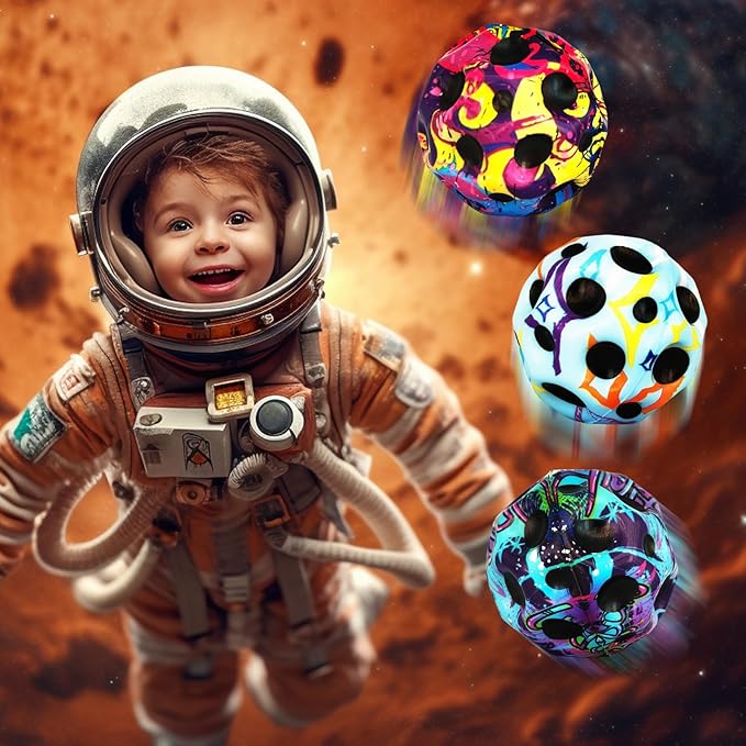 6 Pack Astro Jump Ball, Multicolored Spaceballs, Super High Bouncing Lightweight for Children, Bouncy Balls, Jumping Toy for Stress Relief
