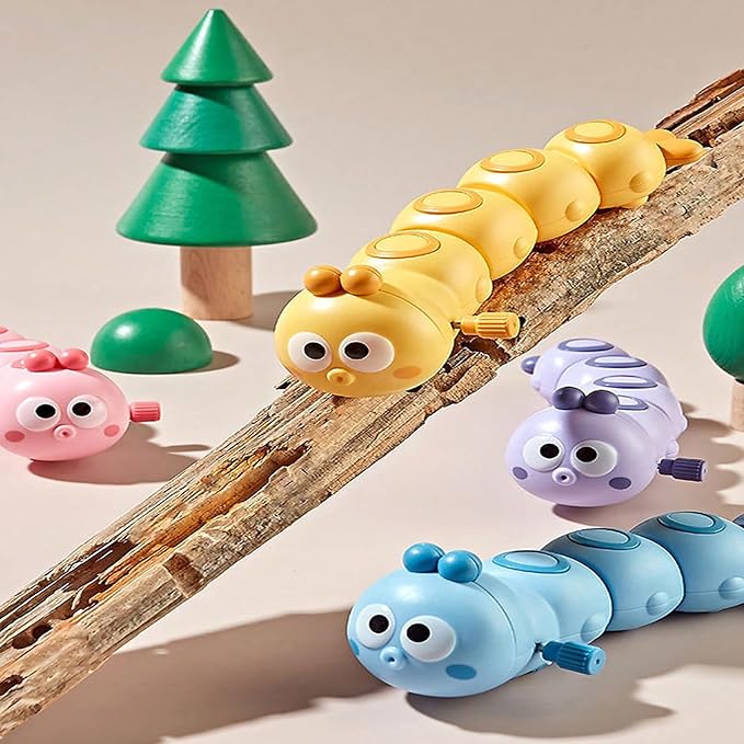 6Pcs Multicolor Wind-Up Caterpillar Toy - Mechanical Crawling Insect, Educational STEM Kids Toys for Toddlers, Safe Non-Toxic Baby Gift for Birthday Party (Multicolor 6Pcs)