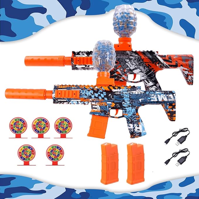 2 Pack Gel Ball Blaster Splatter Toys 60000+ Balls - High Powerful 12 Per Seconds 160+ Fps Super High Speed Automatic Splat Toys for Age 14+