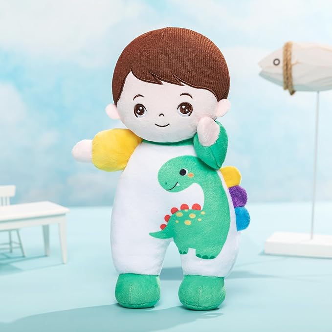OUOZZZ Soft Boy Baby Doll 10" - First Birthday Toys for 1 Year Old Boy, Ideal 1 Year Old Boy Gifts & Baby Boy Gifts, Snuggle Buddy for Infants Dinosaur Toy