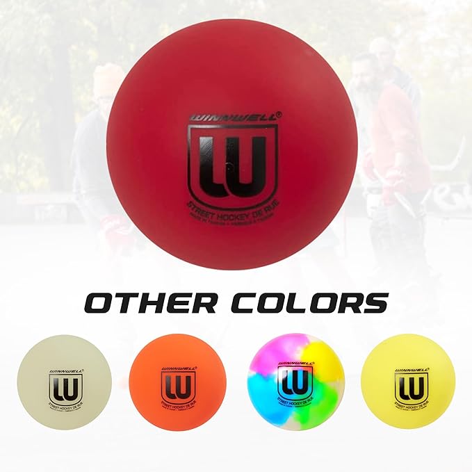 Winnwell Sports Street Hockey Balls - Indoor & Outdoor Balls with Storage Bag - Ideal for Road & Street Hockey Games 65mm & 50 Gram Weight