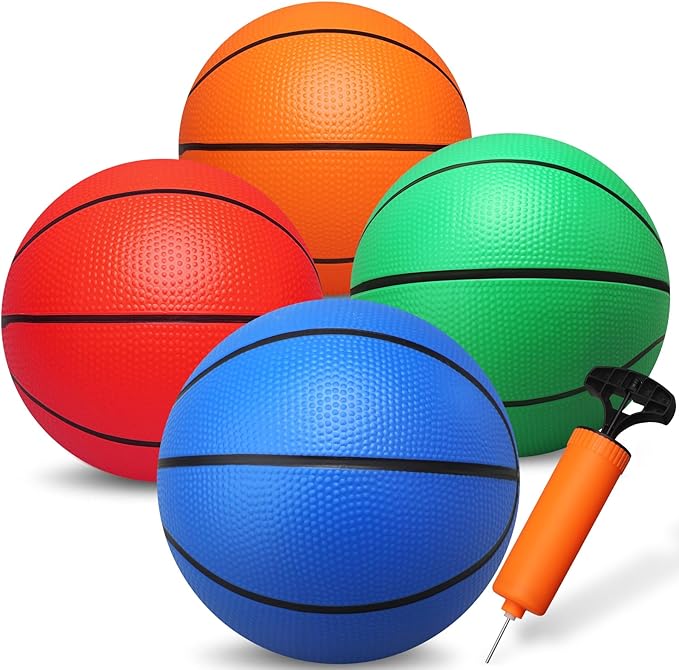 4 PCS 8.5inch Basketball for Kids Adults, Replacement Ball for Swimming Pool, Realistic Bounceand Grip for Indoor and Outdoor Play