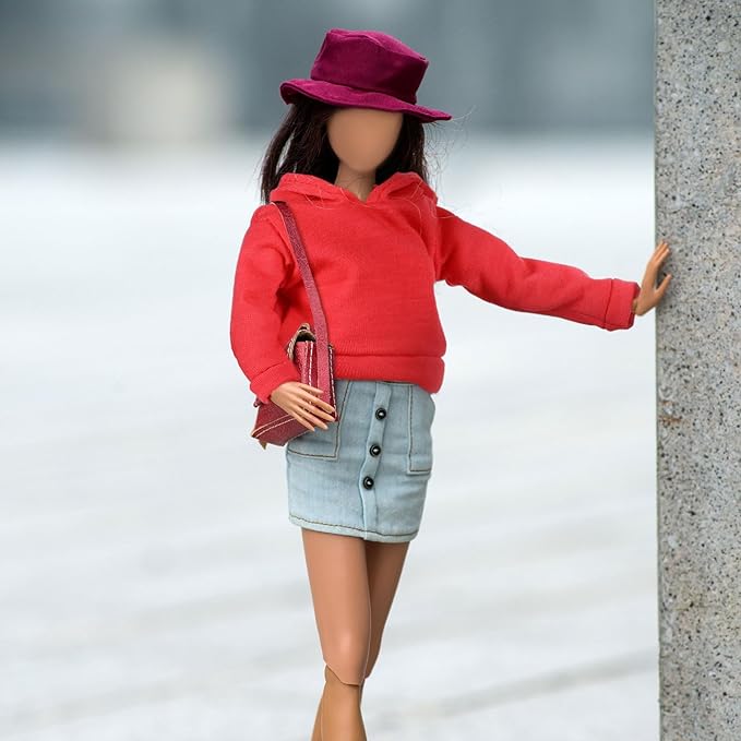 Bencailor 4 Pcs Doll Clothes Winter Sweater Hoodie Accessories Cute Hoodie Clothing Set(Pink Red Orange Green,11.5 Inch Doll)