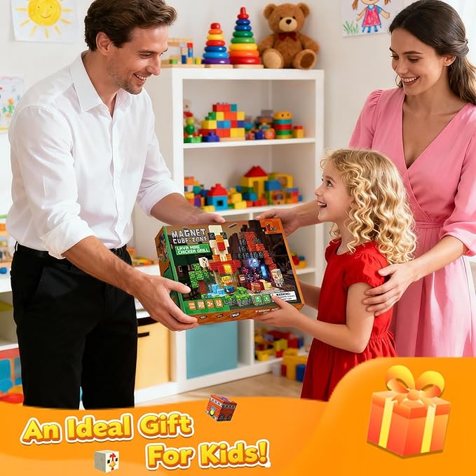 200PCS Magnetic Building Blocks Magnetic Blocks Cubes for Kids Ages 4-8 STEM Constructions Magnet Blocks Sensory Stacking Toy (Lava Grill Chicken-200pcs)