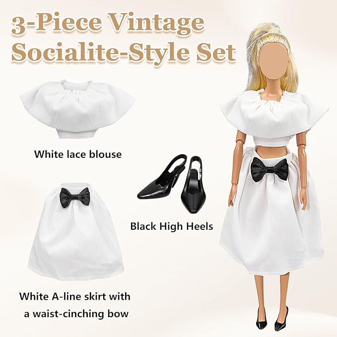 11.5 Inch Doll Clothes Set - 5 Outfits Fashion Doll Clothing & Accessories, Casual Wear Dresses, Jeans, Tops, Skirts, Fur Coats, Bags, Hats, Boots for 11.5" Fashion Dolls, Gift for Girls(22)