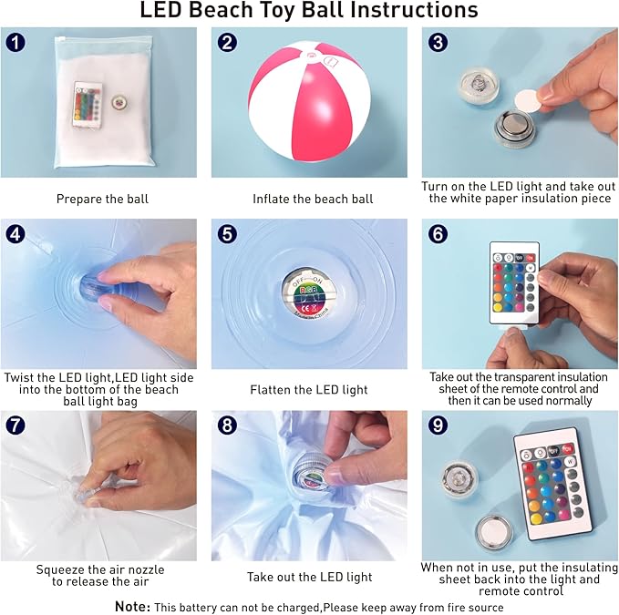 MIAOKE Funny and Playful Pool Toys 16 Inch 5 Pack- LED Beach Ball,Suitable for Pool Games Night Summer Pool Party,Outdoor Everybody Family Games