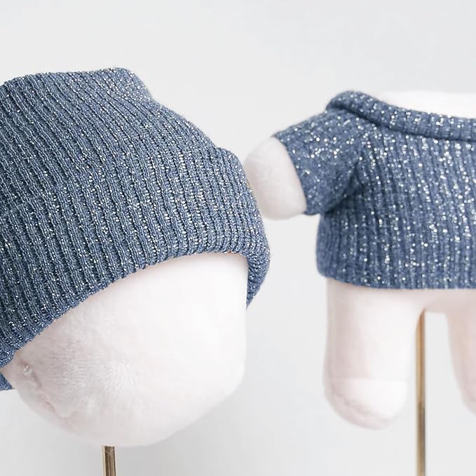 Etistta 17cm Doll Clothes with Hat, Glitter Knit Cap Top Doll Clothes for 17cm Doll Accessories Outfits (6 Pack)