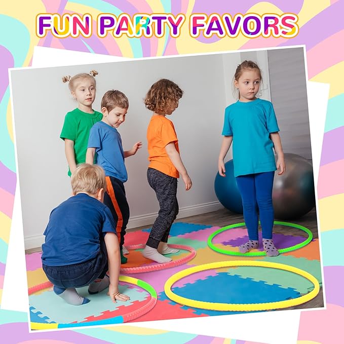 Libima 16 Pcs Toy Color Hoop for Kids, Detachable Adjustable Light Weight Plastic Colored Hoops Toy Circles for Party Games, Dance, Dog Agility