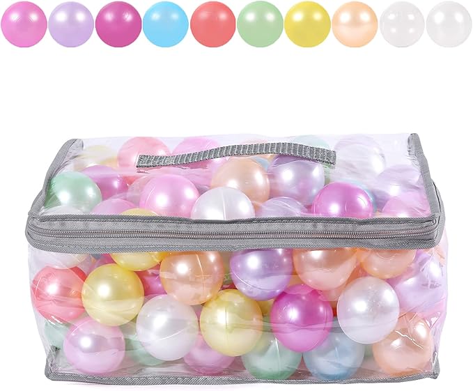 STARBOLO Ball Pit Balls for Toddlers Pack of 100 200 500 - BPA&Phthalate Free Non-Toxic Crush Proof Soft Plastic Balls for 1-5Years Old Toddlers Girl Kids Birthday Pool Playpen Tent Party
