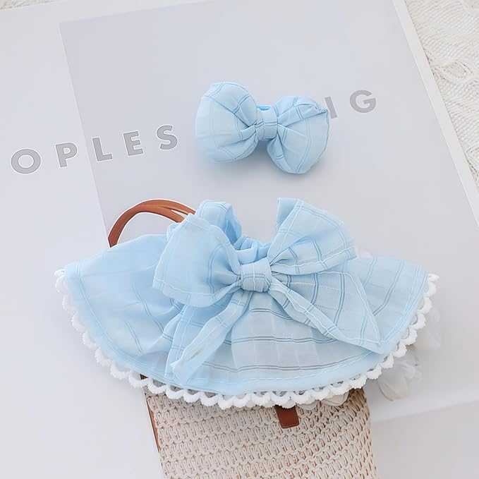 Clothes for Lu bubu 17cm Dolls Accessories (No Doll), Kawaii Skirt Outfit Set 2 Pieces for 17cm Dolls Suit, Stylish Dress Up Flower Dolls Clothing Set Replacement Blue