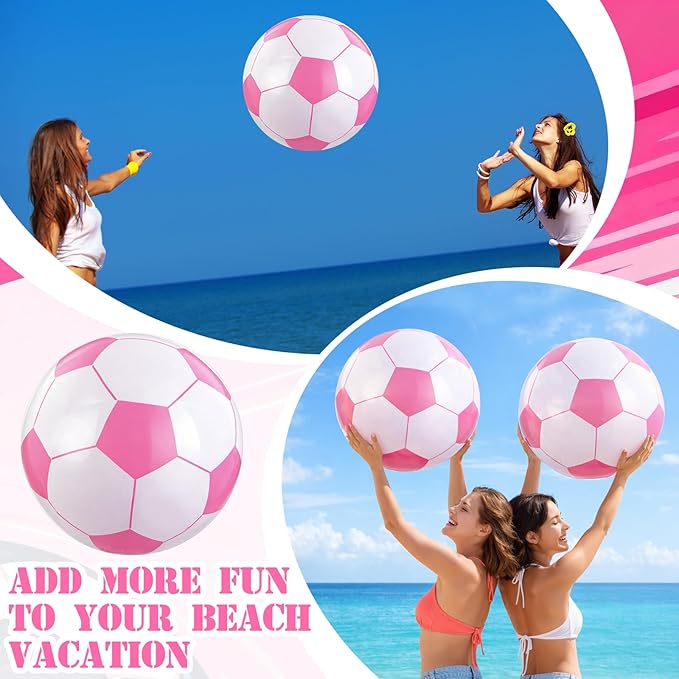 Pink Inflatable Soccer Balls Beach Balls Bulk for Games Outdoor Summer Pool Beach Activity Sports Birthday Soccer Party Decorations