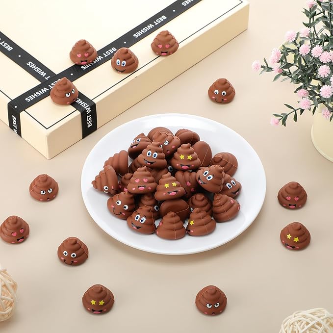 50 Pcs Mini Poop Figurines 5 Styles Tiny Poo Toys Brown Small Fake Poop Figures for Easter Egg Fillers Prank Hide Seek Goodie Bags Piñata Stuffers Party Supplies Gifts
