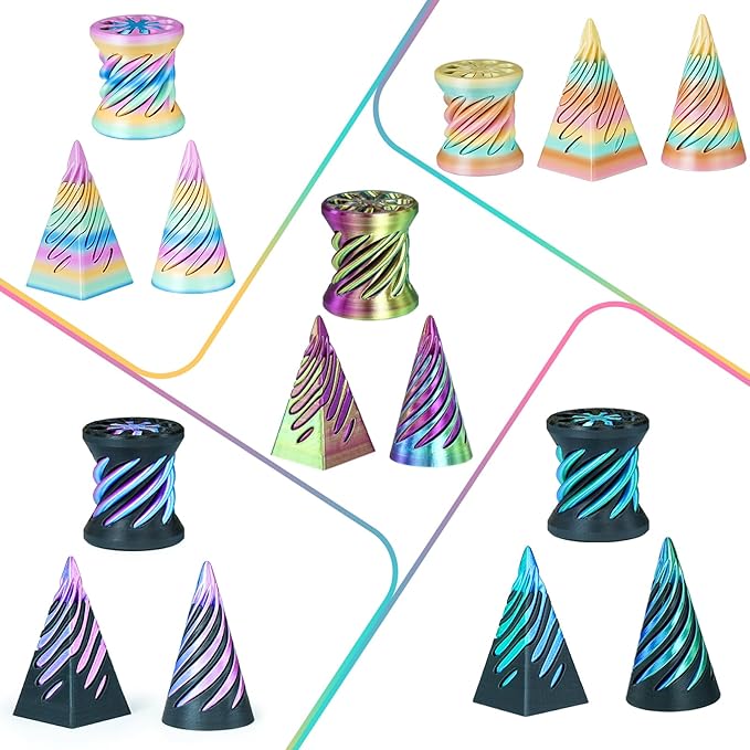 3PCS Impossible Cone,3D Printed Spiral Cone Fidget Toys,Impossible Pyramid Passthrough Sculpture,Stress Relieving Toys for Adults and Kids,Stocking Filler White Elephant Gifts (Purple+Black)