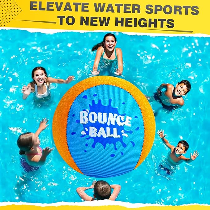 Bambilo Water Skipping Ball | 2-Pack Bounce Balls | Water Bouncing Beach Balls & Grip Ball | Pool Toys for Kids Age 5-8-12 | Great Summer Water Toy for Beach Swimming Pool River Lake