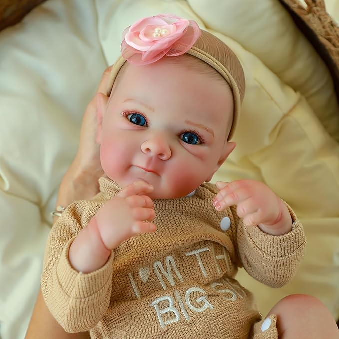 KSBD Realistic Reborn Baby Dolls - 20 Inch Cute Real Life Baby Girl Doll, Lifelike Newborn with Full Vinyl Body,Real Baby Dolls with Accessories for 3+ Years Old Kids Gifts