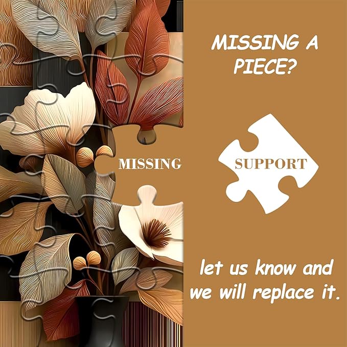 Timber Blooms Puzzles for Adults 1000 Pieces, Unique Flower Jigsaw Puzzle Vase, Floral Bloom Puzzle, Beautiful Flower Wall Decor