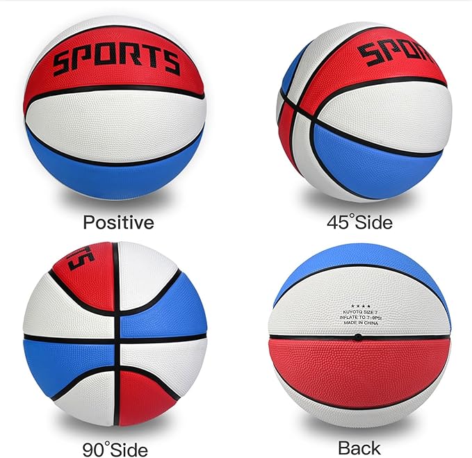KUYOTQ Kids Youth Adult Size 3/4/5/6/7 (22/25.5/27.5/28.5/29.5") Basketball Premium Rubber or Faux Leather Basketball Indoor Outdoor Basketball for Boys Girls Womens Mens Basketball Gifts (Deflated)