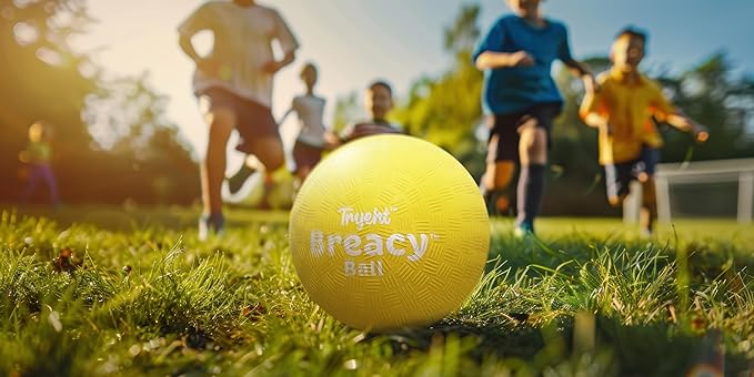 Self Inflating Ball 5", Rubber New Feel Breacy Ball, Hi Bouncy, Never Need Pump, Neon Yellow, Playground, Handball, Dodgeballs, Picnic and School Play in and Outdoor
