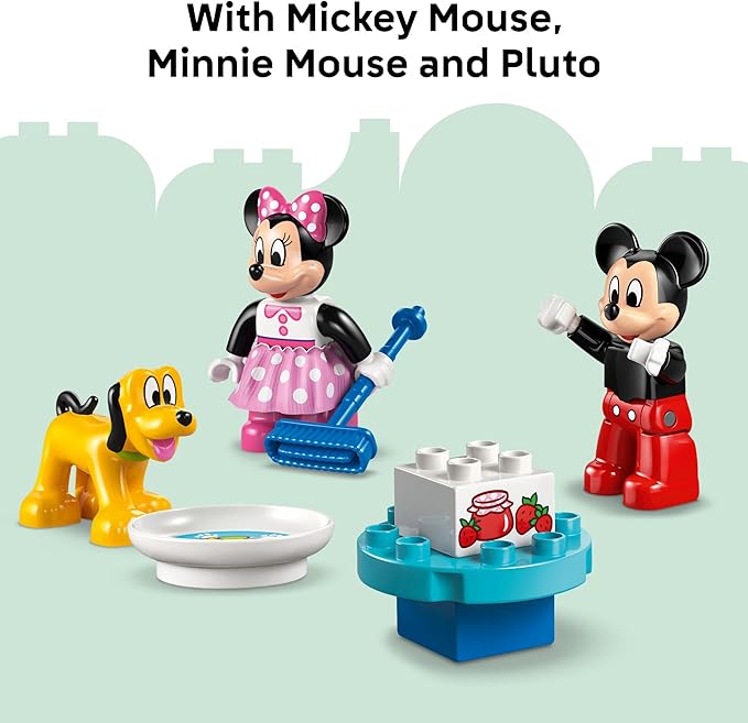 LEGO DUPLO Disney Mickey Mouse Clubhouse with Minnie & Pluto Building Toy - Fine Motor Skill Toy for Toddlers, Ages 2+ - Mickey Mouse Toy for Boys & Girls - Birthday Gift for Kids - 10465