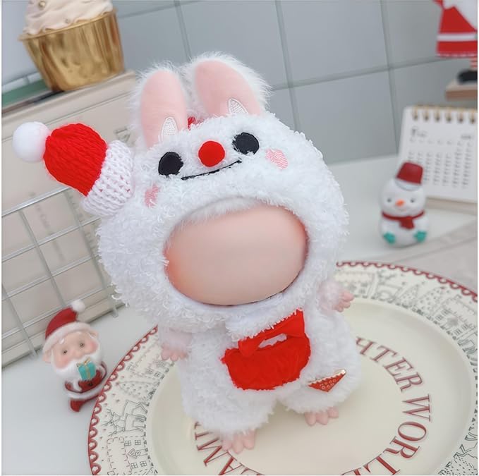 Christmas Clothes for Lu bubu 17cm Dolls(No Doll) Accessories,, Stylish Kawaii Festive Christmas Snowman Outfit Set 2 Pieces Suitable for 17cm Doll , Xmas Doll Clothing Set Replacement White