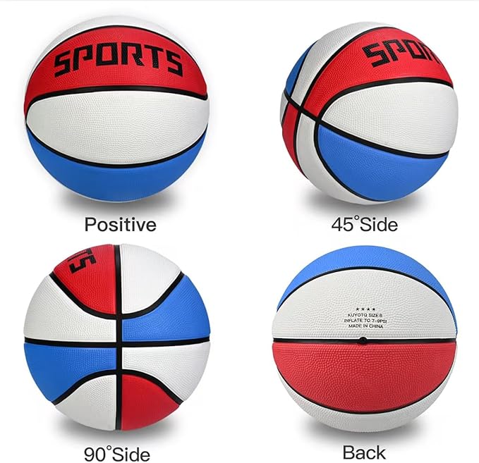 KUYOTQ Kids Youth Adult Size 3/4/5/6/7 (22/25.5/27.5/28.5/29.5") Basketball Premium Rubber or Faux Leather Basketball Indoor Outdoor Basketball for Boys Girls Womens Mens Basketball Gifts (Deflated)