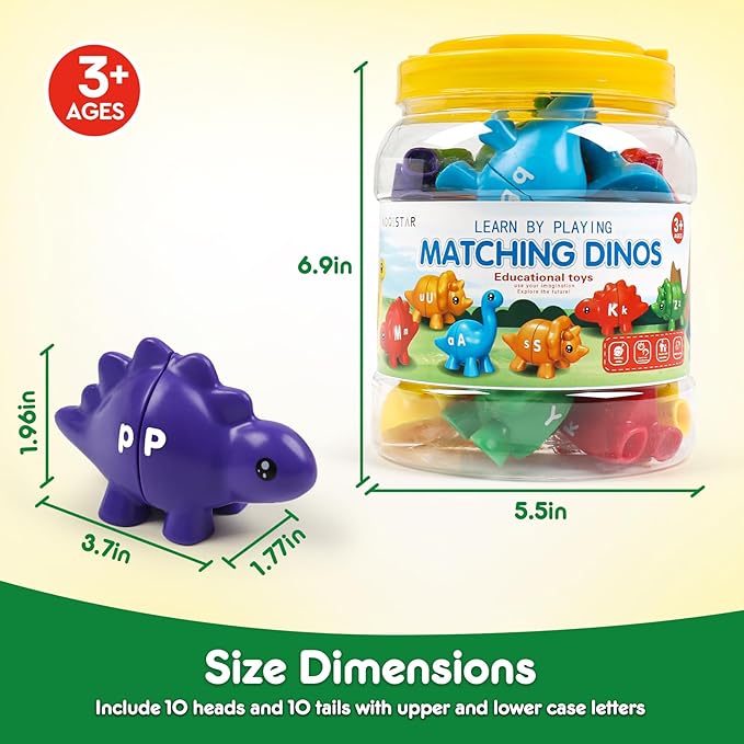 Dinosaur Toys for Kids 3-5,Alphabet Learning Toys,Montessori Preschool Educational Learning ABC Uppercase Lowercase Dino Puzzles Matching Games for Toddlers Boys Girls