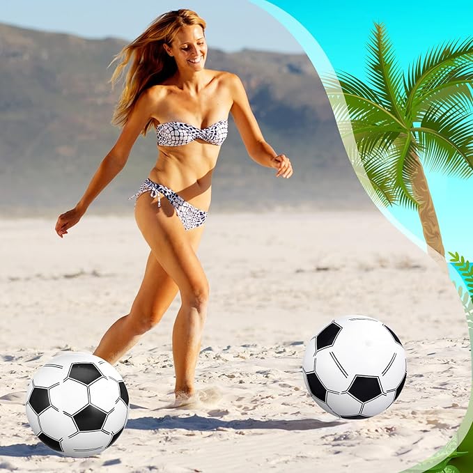 Chivao 12 Pack 16 Inch Soccer Beach Ball Inflatable Beach Ball Bulk Giant Pool Toys Blow up Swimming Pool Toys for Summer Indoor Outdoor Water Games Birthdays Party Favor Goodie Bags Stuffers