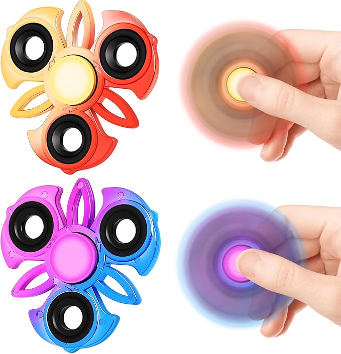 Fidget Spinner, 2 Pack Metal Fidget Toys for Kids, Christmas Party Favors Anxiety Relief Hand Spinner for ADHD Autism Gifts, Classroom Rewards for Boys Girls