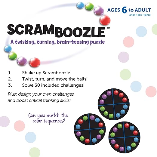 Learning Resources Scramboozle Puzzle Ball - 3D Brain Teasers for Kids and Adults, Puzzles for Teens, Boosts Critical Thinking and Problem Solving, Travel Games, Fidget Toys, Gifts for Boys and Girls