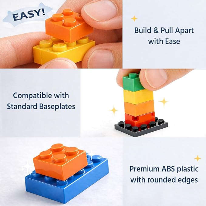 FUN LITTLE TOYS 1100 PCS Building Blocks for Kids 6-12, Creative Bulk Building Bricks Set for Open-Ended Play, 147 Shapes 17 Colors, Value Pack Compatible with Standard Baseplates