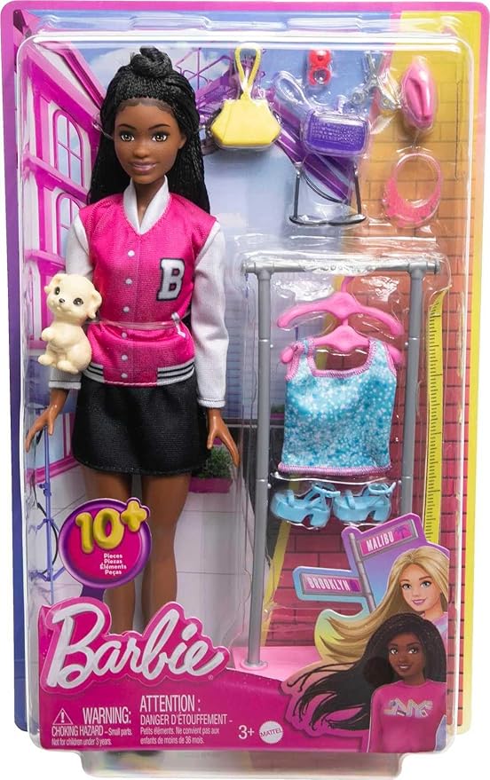 Barbie On-set Stylist Doll & 14 Accessories, Brooklyn Doll with Garment Rack, Top, Fashion Pieces, Puppy & More
