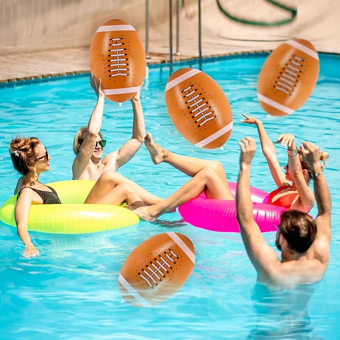 6 Pcs Giant Inflatable Footballs,16 Inch Blow Up Footballs Toys,Summer Pool Beach Balls,Sports Game Accessaries for Super Bowl Football Party Supplies,Indoor and Outdoor Use