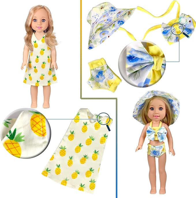 WONDOLL 10-Sets Doll-Clothes for American-14-inch-Dolls - Compatible with 14.5-inch-Dolls Handmade Clothes and Outfits Accessories Christmas Birthday Gift for Little Girl