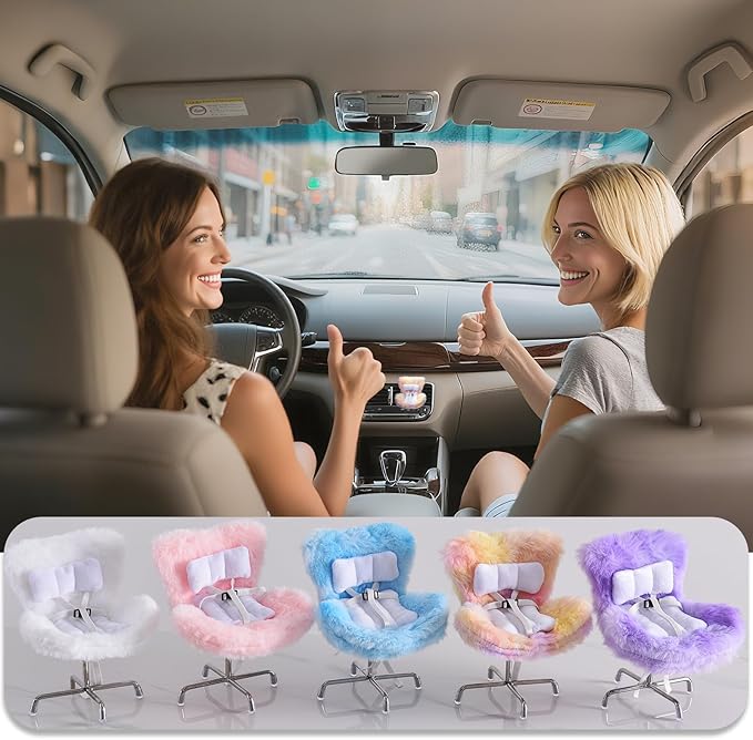Doll Car Seat Compatible with Bubudoll, Small Seat for 10-17cm Blind Box Toys, Including Air Vent Clip, Desktop Stand, Adjustable Safety Strap, Airflow-Friendly Design, Ideal Car Decor Gifts